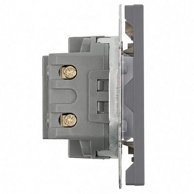 Розетка 2-местная USB + Type C (механизм), STEKKER Эмили, 250В, 20W, RST10-5115-10, платиново-серый, soft touch