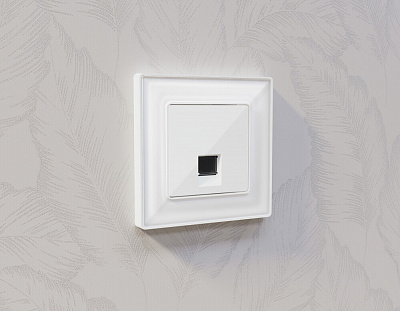 Комплект механизма компьютерной розетки ALFA MA112010 Белый глянец RJ-45(8P8C) CAT6 с защитной шторкой QUANT