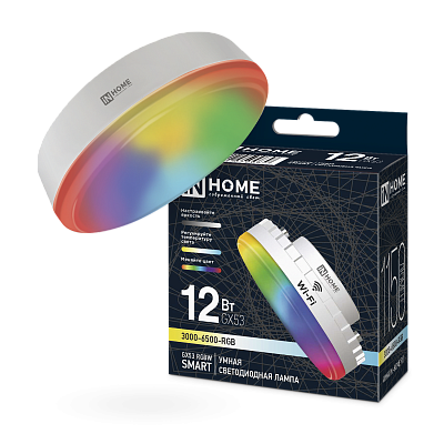 Лампа светодиодная LED-GX53-RGBW-SMART 12Вт 3000-6500К 1150лм 230В диммер IN HOME 4690612050089