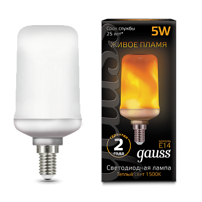 Лампа Gauss T65 5W 20-80lm 1500K E14 Flame LED 157401105 (12 шт)