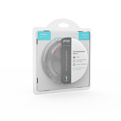 Лента Gauss Basic LED 2835/60 12V 4,8W/m 312lm/m 4000K 8mm IP20 5м 1/100 BT006