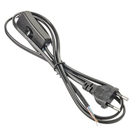 Шнур 2м с выключателем Ecola чёрный LT5RSAELT