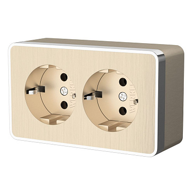 Розетка двойная с заземлением Werkel Gallant шампань рифленый a051037