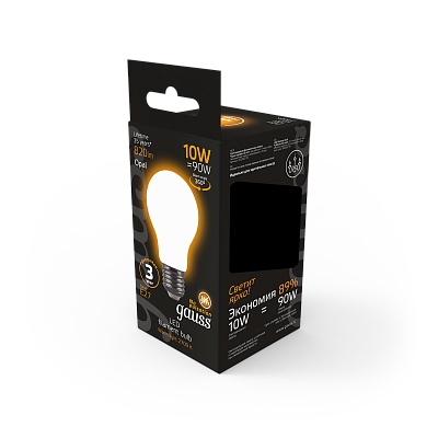 Лампа Gauss Filament А60 10W 820lm 2700К Е27 LED 102202110 (20 шт)