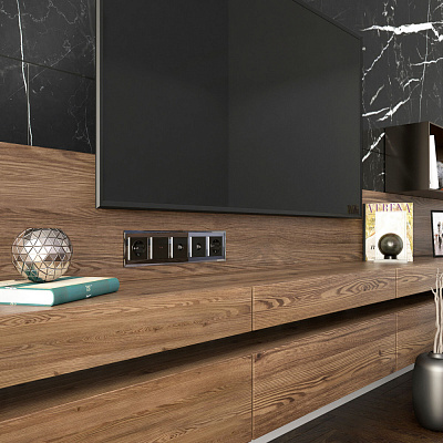 Рамка на 5 постов Werke Diamant стекло черный W005128 a051443