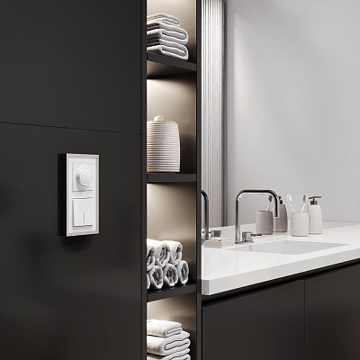 Переключатель одноклавишный проходной с подсветкой Werkel белые матовые a062400