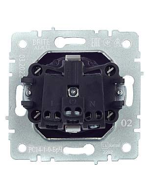 Розетка с заземлением и защитными шторками IEK Brite РС14-1-0-БрЧ черный BR-R14-16-K02