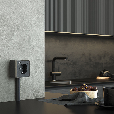 Розетка с заземлением и USB Werkel Gallant графит рифленый a057704