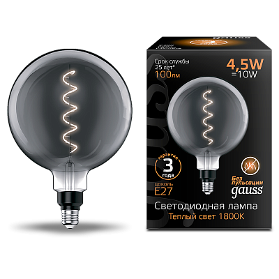 Лампа Gauss Filament G200 4.5W 100lm 1800К Е27 LED 154802005 (20 шт)
