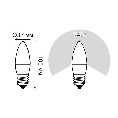 Лампа Gauss Elementary Свеча 8W 520lm 3000K Е27 LED 33218