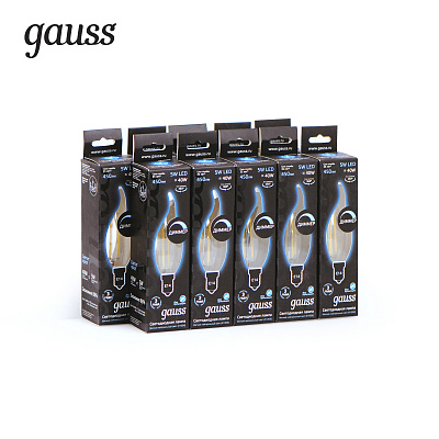 Лампа Gauss Filament Свеча на ветру 5W 450lm 4100К Е14 LED 104801205-D (12 шт)