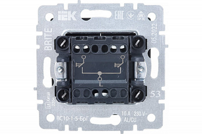 Выключатель жалюзи IEK Brite ВС10-1-5-БрГ графит BR-V15-0-10-K53