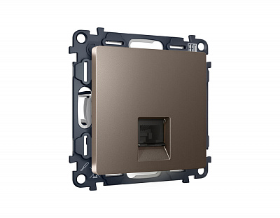 Комплект механизма компьютерной розетки ALFA MA642010 Темная бронза матовый RJ-45(8P8C) CAT6 с защитной шторкой QUANT