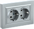 Розетка двойная с заземлением IEK Brite РС12-3-БрС сталь BR-R21-16-K46-F