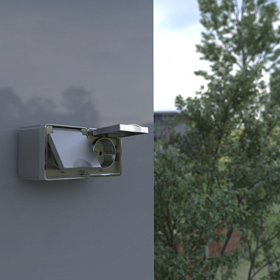 Розетка с заземлением, шторками и защитной крышкой Werkel Gallant серебряные a052775