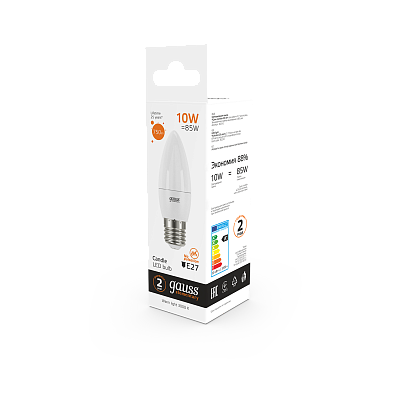 Лампа Gauss Elementary Свеча 10W 750lm 3000K E27 LED 30210 (5 шт)