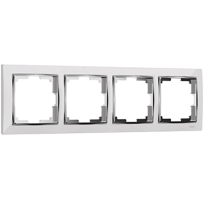 Рамка на 4 поста Werkel Snabb W0041901 хром/белая a051643
