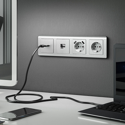 Накладка для розетки HDMI Werkel серебряный рифленый a041304