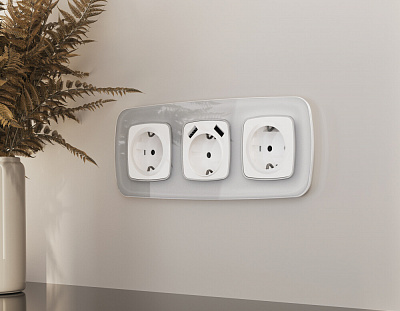 Рамка OMEGA Radian (Серебро Стекло органическое) на 4 поста OF320404