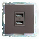 Розетка USB 2-местная (механизм), STEKKER Катрин GLS10-7115-04, 250B, 2,1А, шоколад