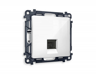 Комплект механизма компьютерной розетки ALFA MA112010 Белый глянец RJ-45(8P8C) CAT6 с защитной шторкой QUANT