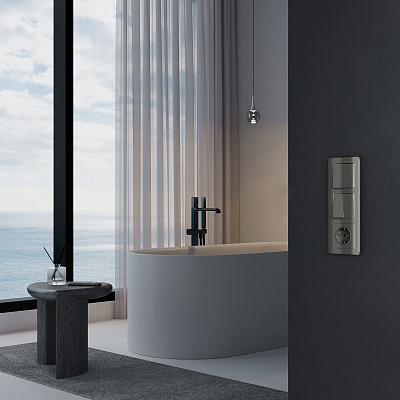 Перекрестный переключатель двухклавишный Werkel графит акриловый a064097