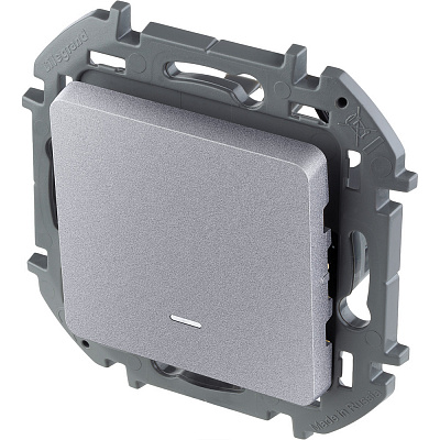 Выключатель одноклавишный с подсветкой алюминий Legrand Inspiria 673612