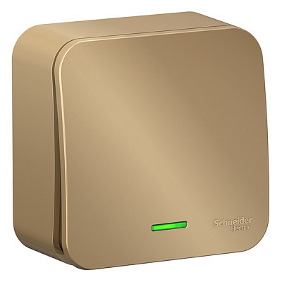 Выключатель одноклавишный SE Blanca с подсветкой с изолированой пластиной титан BLNVA101114