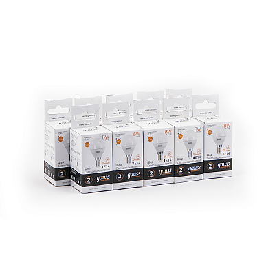 Лампа Gauss Elementary Шар 8W 520lm 3000K Е14 LED 53118 (2 шт)