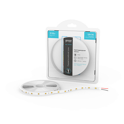 Лента Gauss Basic LED 5050/60 12V 10W/m 700lm/m 4000K 10mm IP20 1м 1/100 BT034
