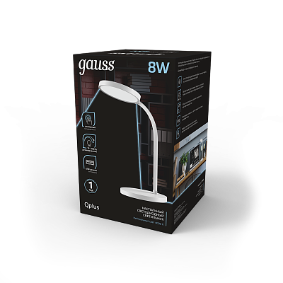 Настольная лампа Gauss Qplus 500lm 4000K диммируемый USB LED GT5031