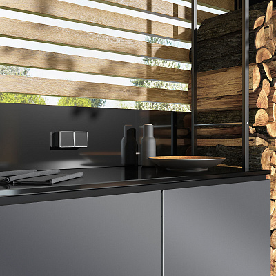 Выключатель одноклавишный влагозащищенный Werkel Gallant черный/хром a050971