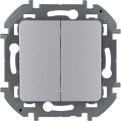 Выключатель двухклавишный алюминий Legrand Inspiria 673622