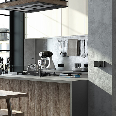 Выключатель двухклавишный Werkel Gallant черный/хром a050972