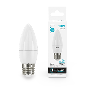 Лампа Gauss Elementary Свеча 10W 750lm 4100K E27 LED 30220 (5 шт)