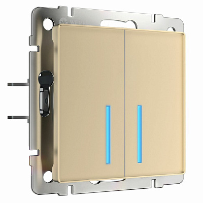 Сенсорный выключатель двухклавишный Werkel шампань a057683