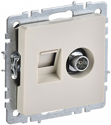 Розетка двойная TV+RJ45 IEK Brite кат.5E РТВ/РК12-БрКр бежевый BR-AK20-1-K10