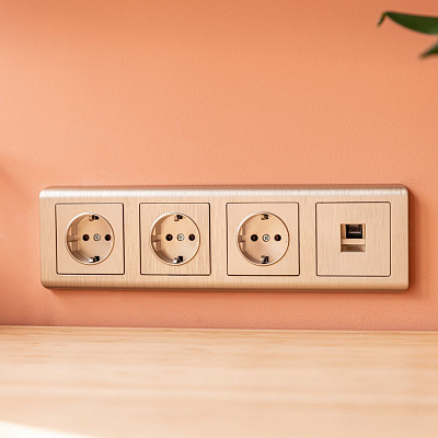 Накладка для RJ-11 Werkel шампань рифленый a051430