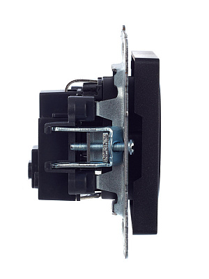 Розетка с заземлением и защитными шторками IEK Brite РС14-1-0-БрЧ черный BR-R14-16-K02