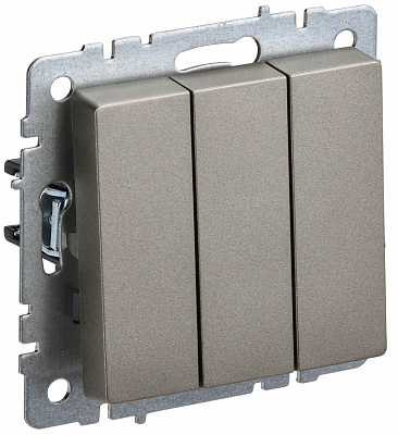Выключатель трехклавишный IEK Brite ВС10-3-0-БрШ шампань BR-V30-0-10-K37