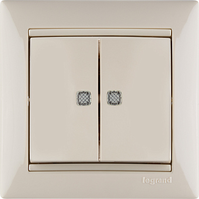 Выключатель двухклавишный с подсветкой бежевый Legrand Valena Classic 774328