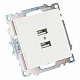 Розетка USB 2-местная (механизм), STEKKER Катрин GLS10-7115-01, 250B, 2,1А, белый