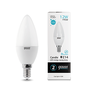 Лампа Gauss Elementary Свеча 12W 920lm 4100K Е14 LED 33122 (2 шт)