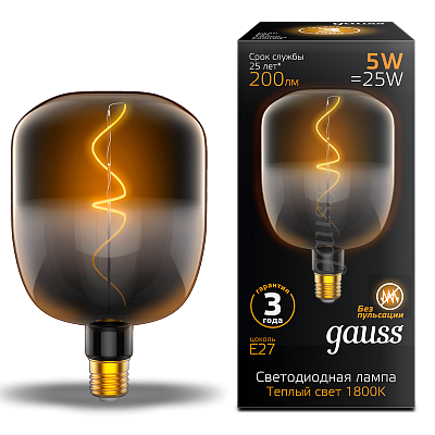 Лампа Gauss Filament V140 5W 200lm 1800К Е27 LED 1008802105