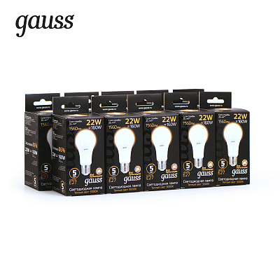 Лампа Gauss A70 22W 1900lm 3000K E27 LED 102502122 (20 шт)