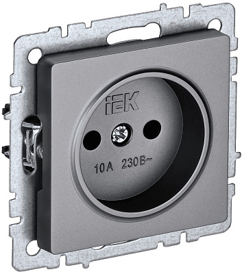 Розетка IEK Brite РС10-1-0-БрС сталь BR-R10-10-K46