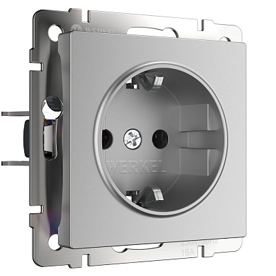 Розетка с заземлением Werkel серебряные a051514