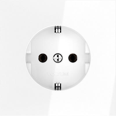 Розетка встраиваемая с заземлением VOLTUM S70 16А VLS040101, белый глянцевый