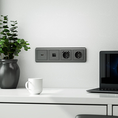 Накладка для розетки HDMI Werkel графит рифленый a050744