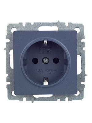Розетка с заземлением и защитными шторками IEK Brite РС14-1-0-БрМ маренго BR-R14-16-K35
